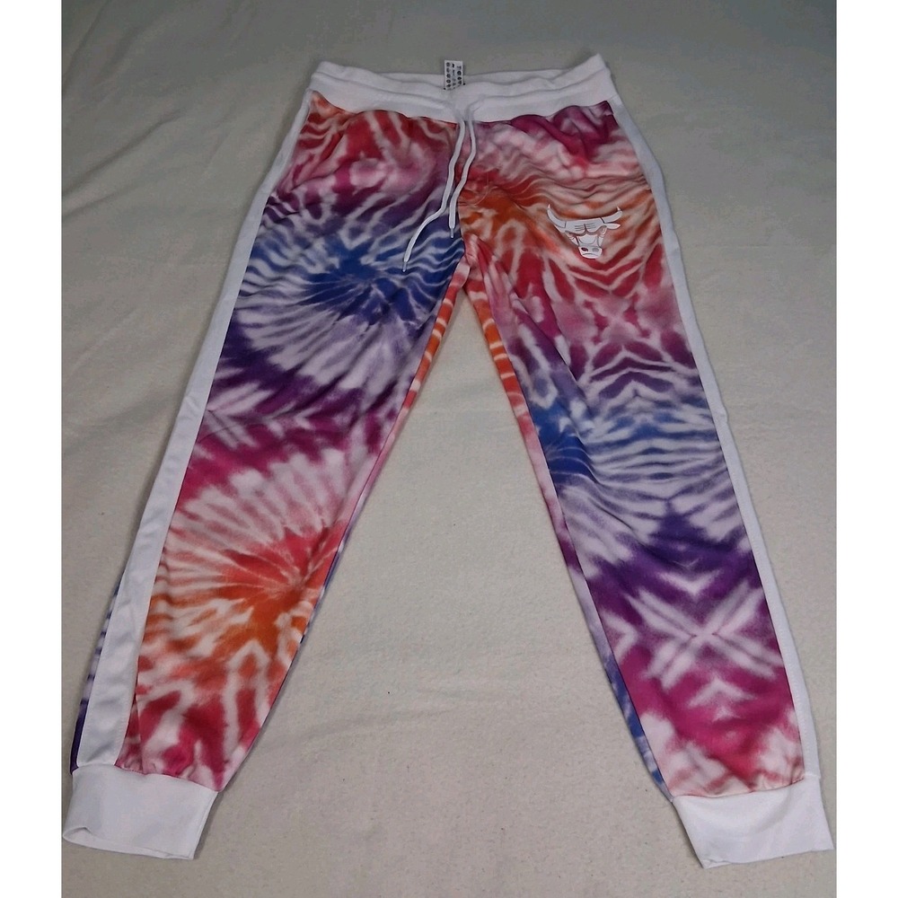 Women's Streetwear Sporty Colorful Tie Dye NBA Chicago Bulls Joggers Size L - Picture 1 of 9